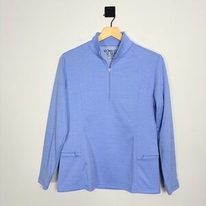 IBKUL Women's Blue Quarter Zip Long Sleeve Golf Top Shirt Size Small Athletic
